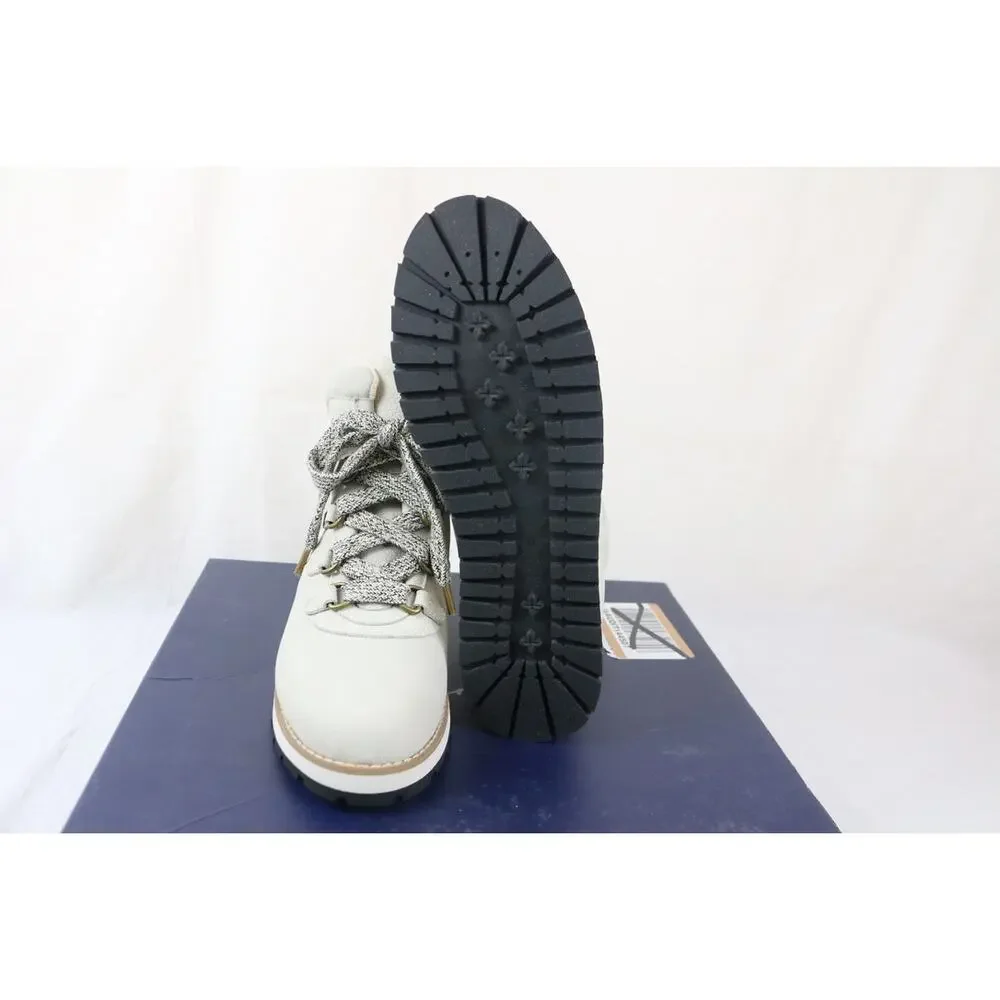 Splendid Women's Potter Hiker Size 6.5 Lace-Up Boot Solid Leather White Gray